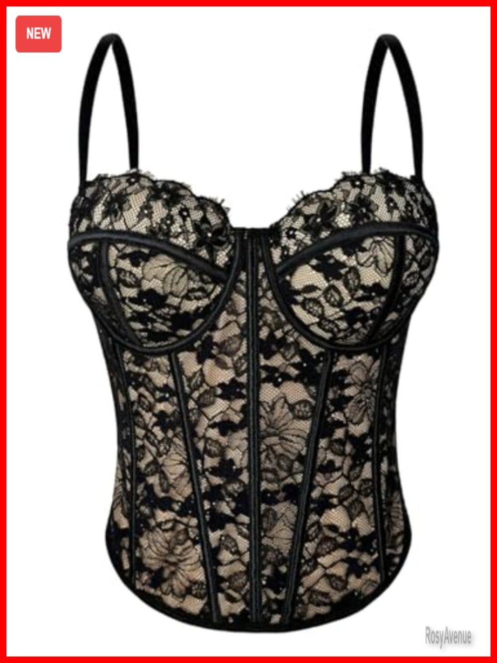Lace Bustier Corset Top Spaghetti Strap Sweetheart Neck Sleeveless Cami